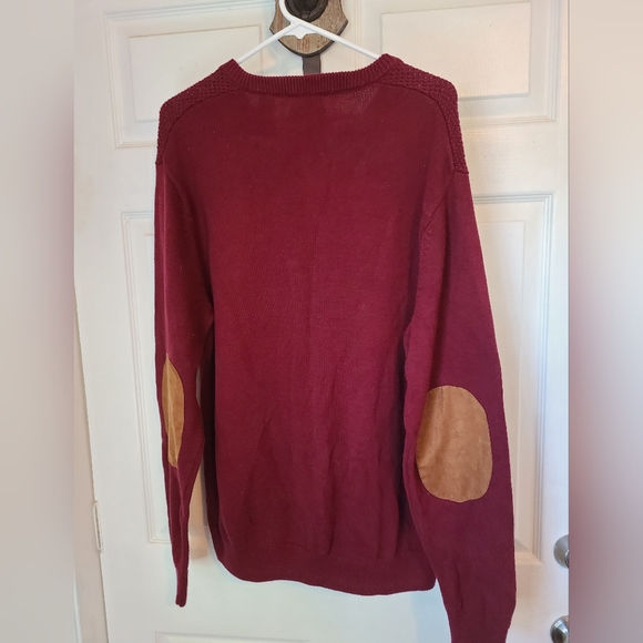 Chaps Men's Classic Long Sleeve Sweater with elbow patches,  Size: XL Color: Red - Picture 14 of 16